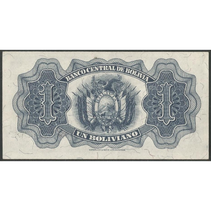Bolivia 1 Boliviano L 20 Jul 1928 Serie T14 P128c reverso