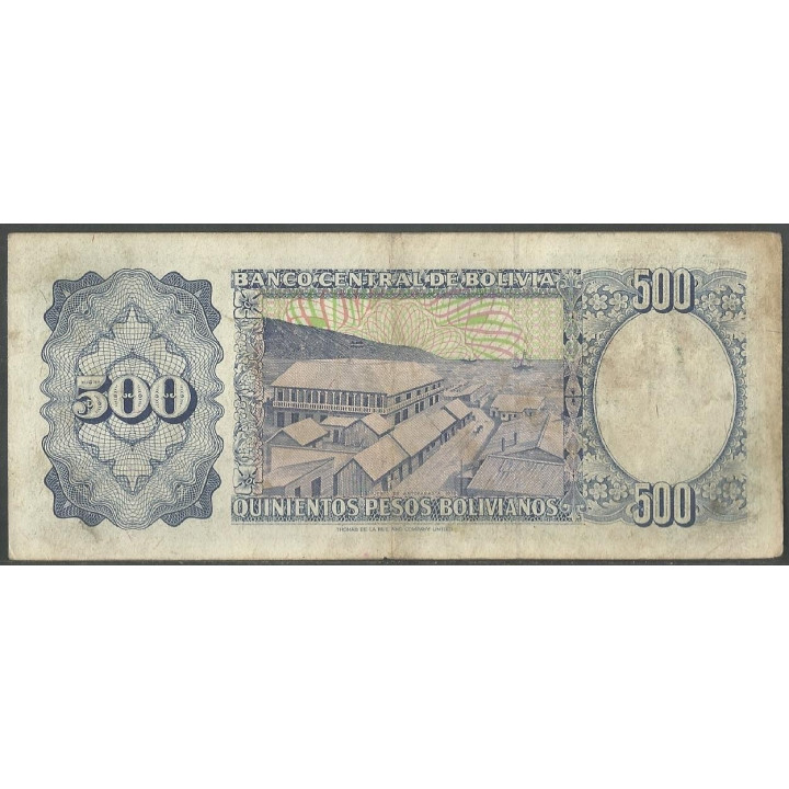 Bolivia 500 Pesos Bolivianos 1 Jun 1981 B P166a reverso