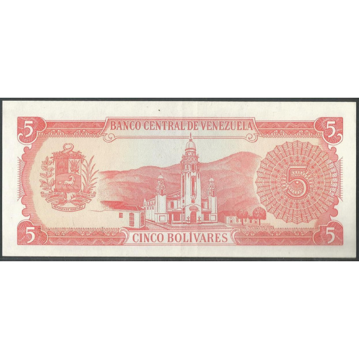 Venezuela 5 Bolivares 21 Sep 1989 B 8 Dig P70b reverso