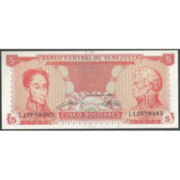 Venezuela 5 Bolivares 21 Sep 1989 L 8 Dig P70b