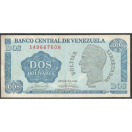 Venezuela 2 Bolivares 5 Oct 1989 AA 7 Dig P69
