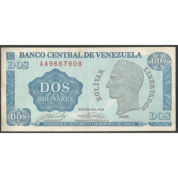 Venezuela 2 Bolivares 5 Oct 1989 AA 7 Dig P69