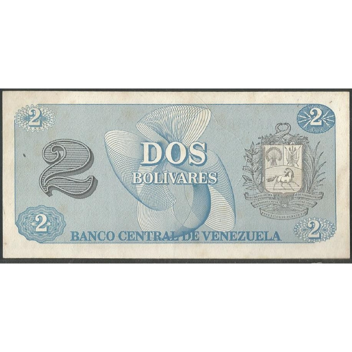 Venezuela 2 Bolivares 5 Oct 1989 AA 7 Dig P69 reverso