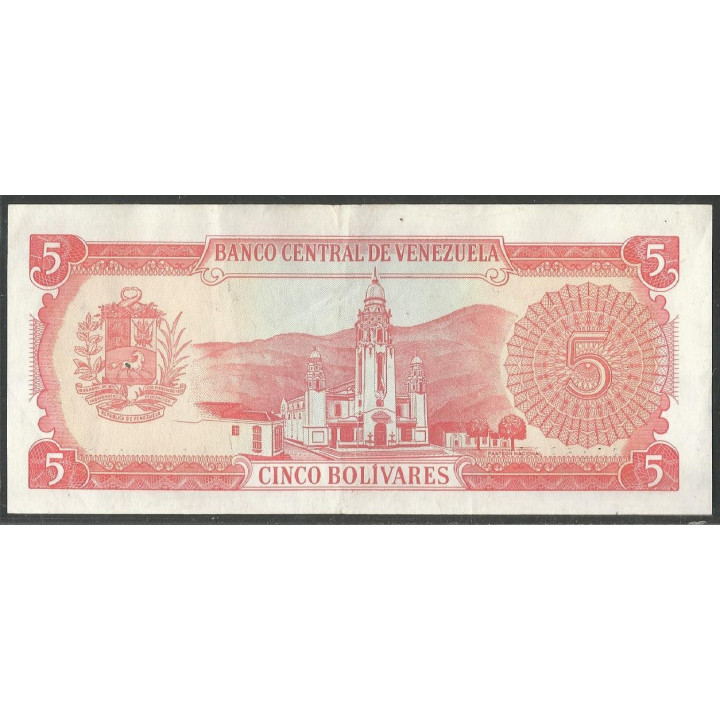Venezuela 5 Bolivares 21 Sep 1989 K 8 Dig P70b reverso
