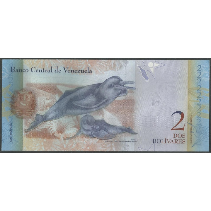 Venezuela 2 Bolivares 19 Ago 2014 V 8 Dig P88g reverso