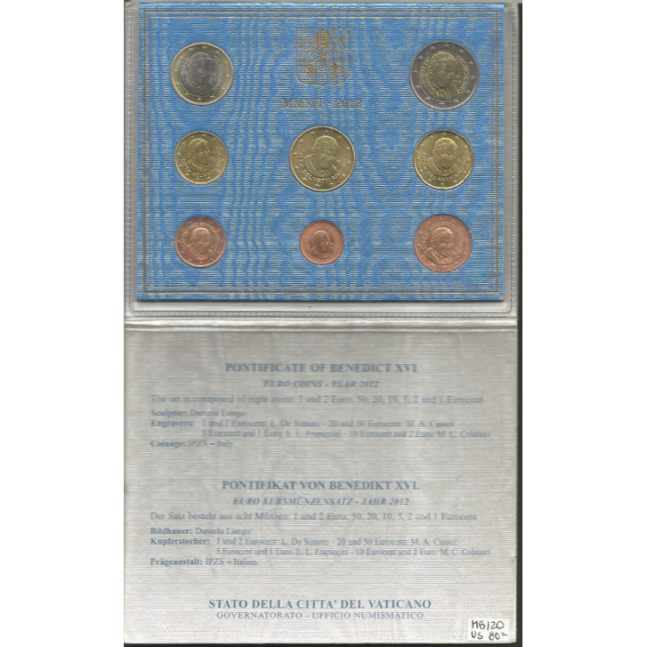 Vaticano Set monedas Euro 2012 reverso