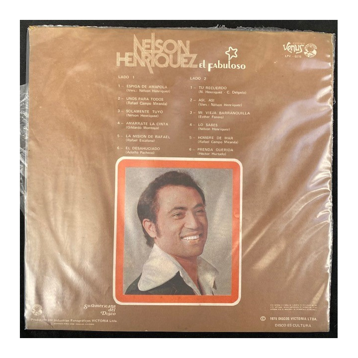 Nelson Henriquez El fabuloso - Colombia 1975 reverso