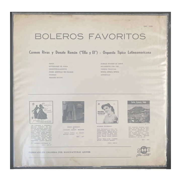Carmen Rivas y Donato Roman Heitmann Boleros favoritos - Colombia reverso