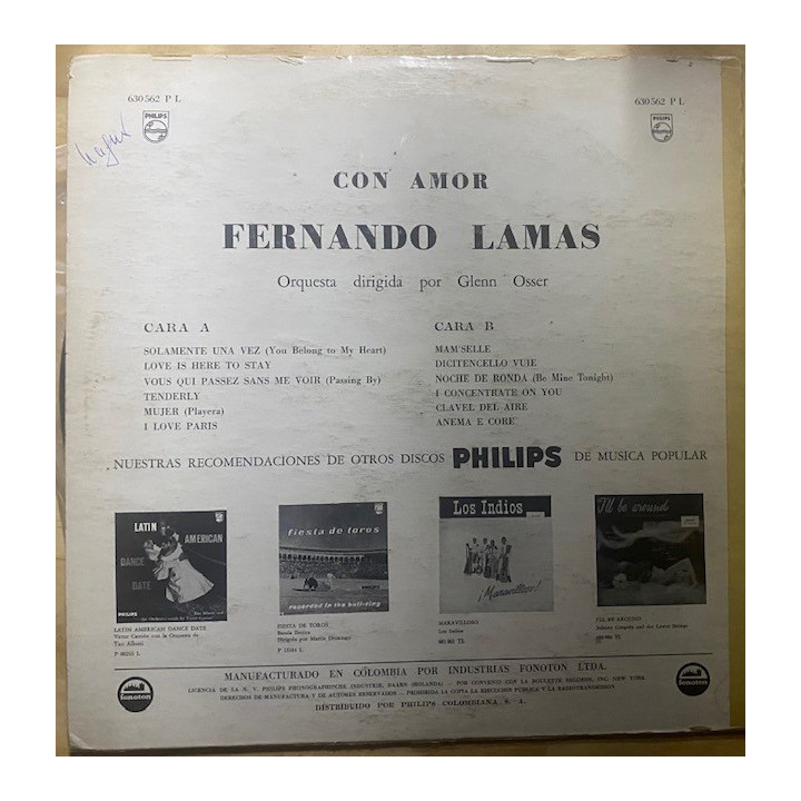 Fernando Lamas Con Amor - Colombia reverso