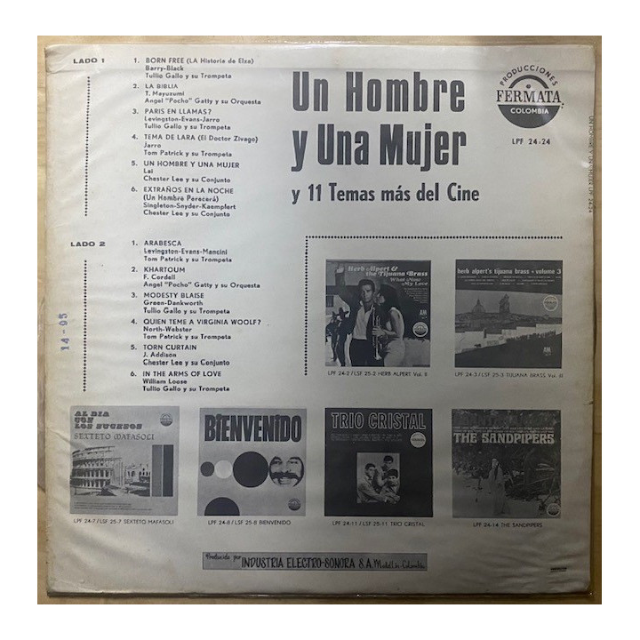 Un hombre y una mujer Banda sonora - Colombia reverso