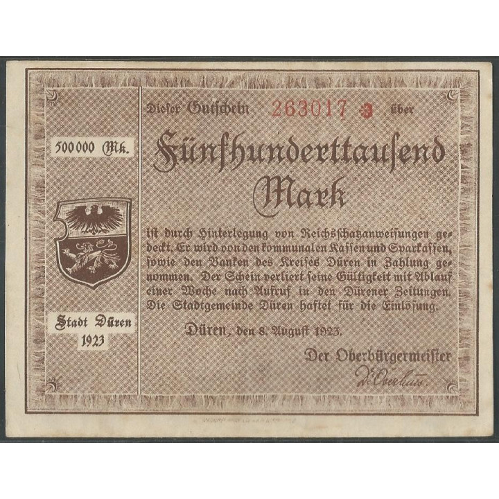 Alemania - Duren 500.000 Mark 8 Ago 1923