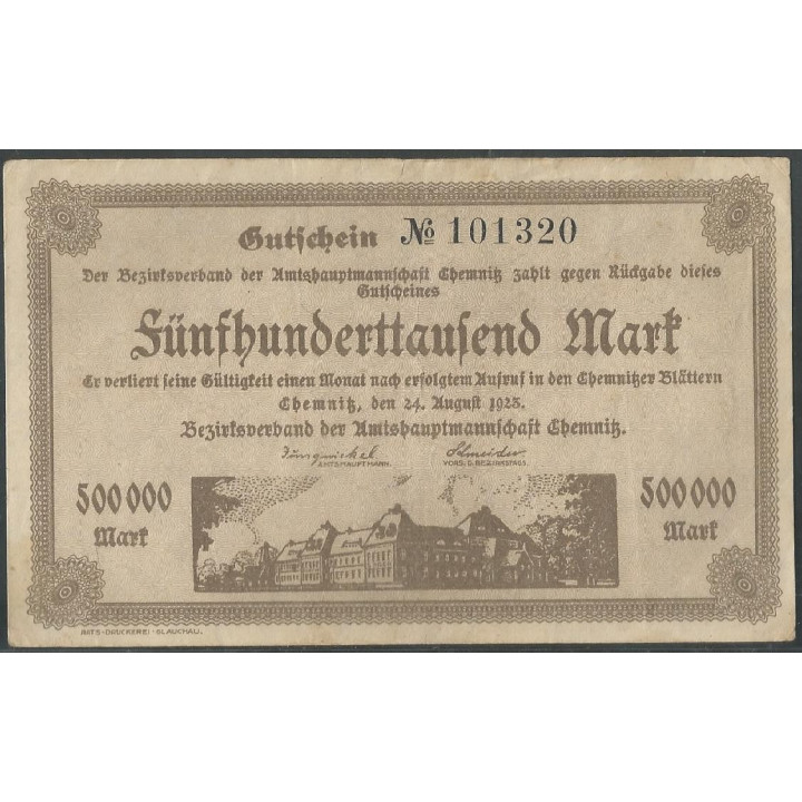 Alemania - Chemnitz 500.000 Mark 24 Ago 1923