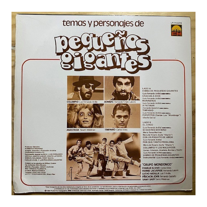 Temas y personajes de pequeños gigantes - Colombia reverso
