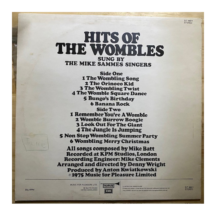 The Mike Sammes singers Hits of the Wombles - Usa 1975 reverso