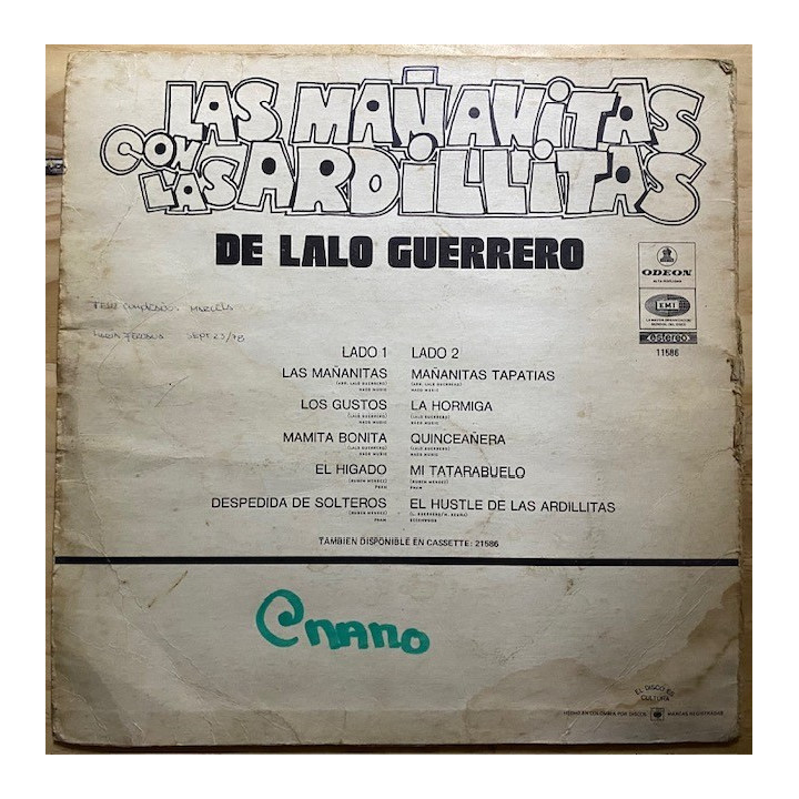 Lalo Guerrero Las mañanitas con las ardillitas - Colombia reverso