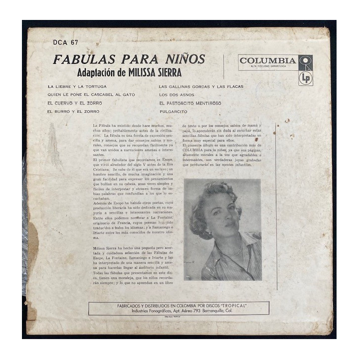 Milissa Sierra Fabulas para niños - Colombia reverso