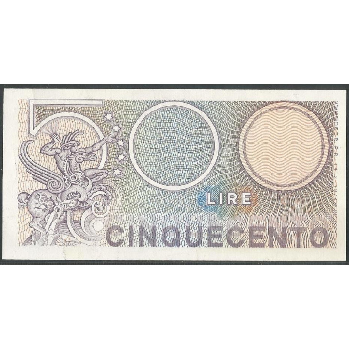 Italia 500 Liras 14 Feb 1974 P94 reverso