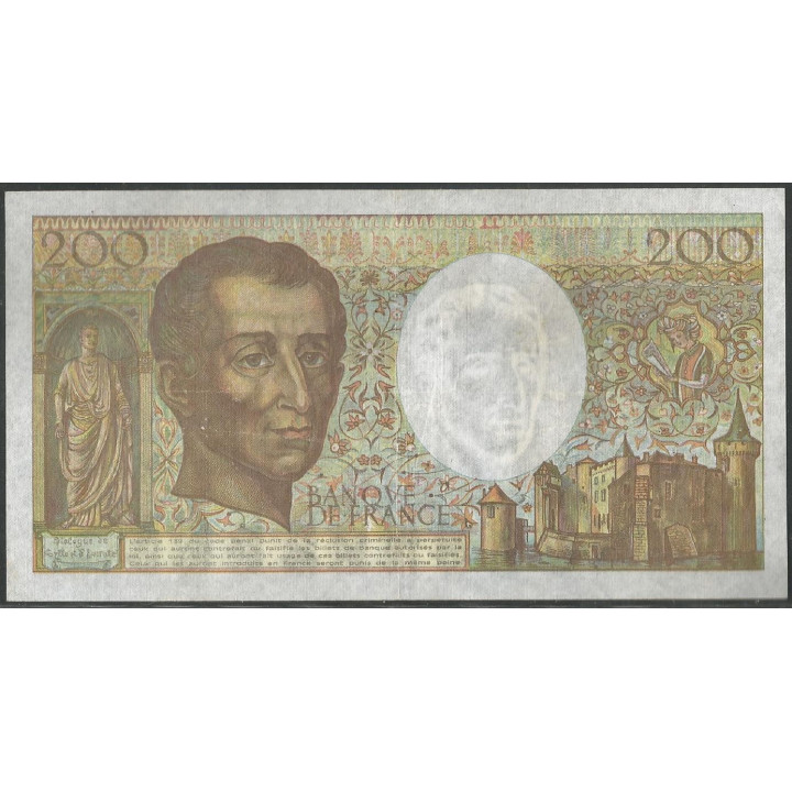 Francia 200 Francs 1990 P155d reverso