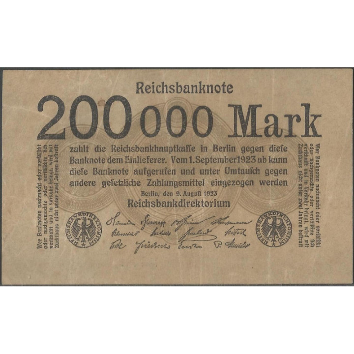 Alemania 200.000 Mark 9 Ago 1923 P100