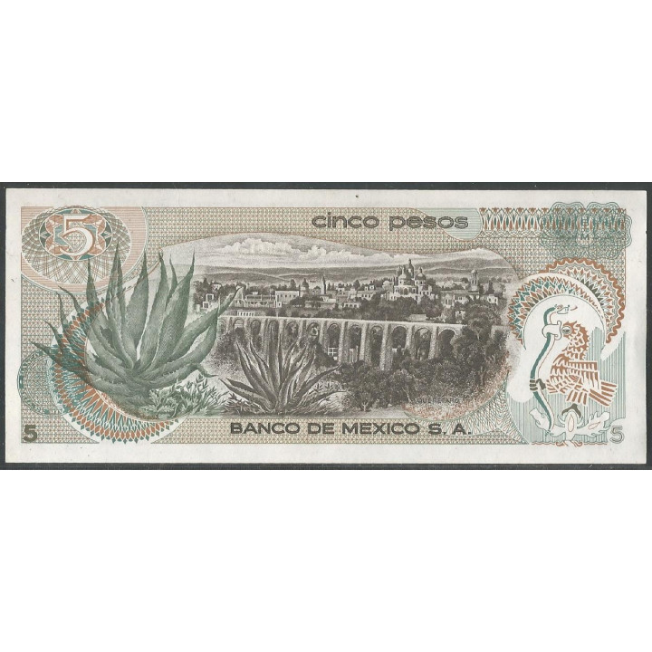 Mexico 5 Pesos 27 Oct 1971 Serie 1AL P62b reverso