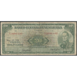 Venezuela 20 Bolivares 10 May 1966 G 7 Dig P43e