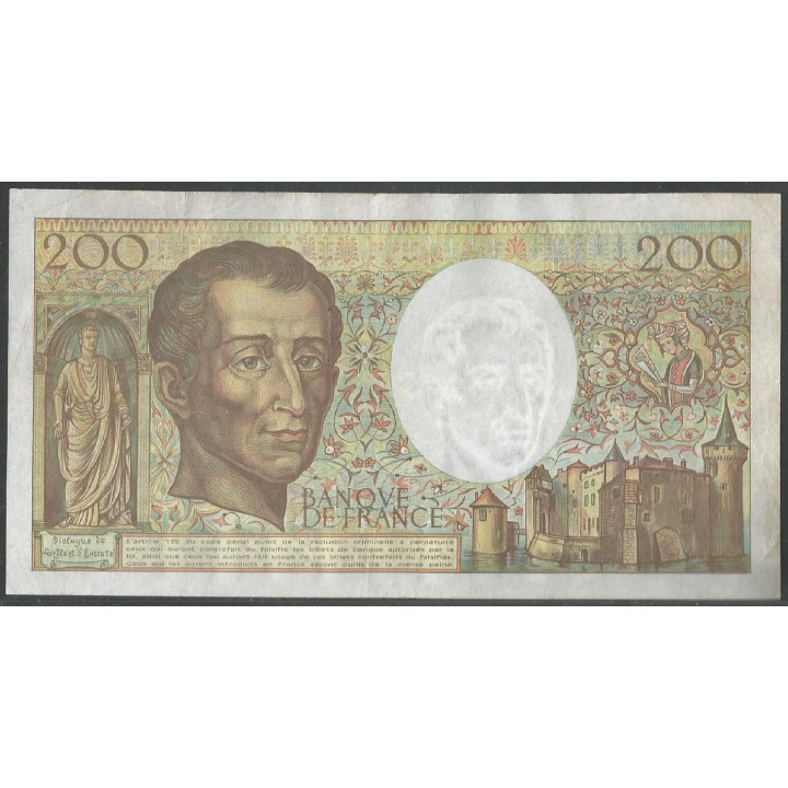 Francia 200 Francs 1992 P155e reverso