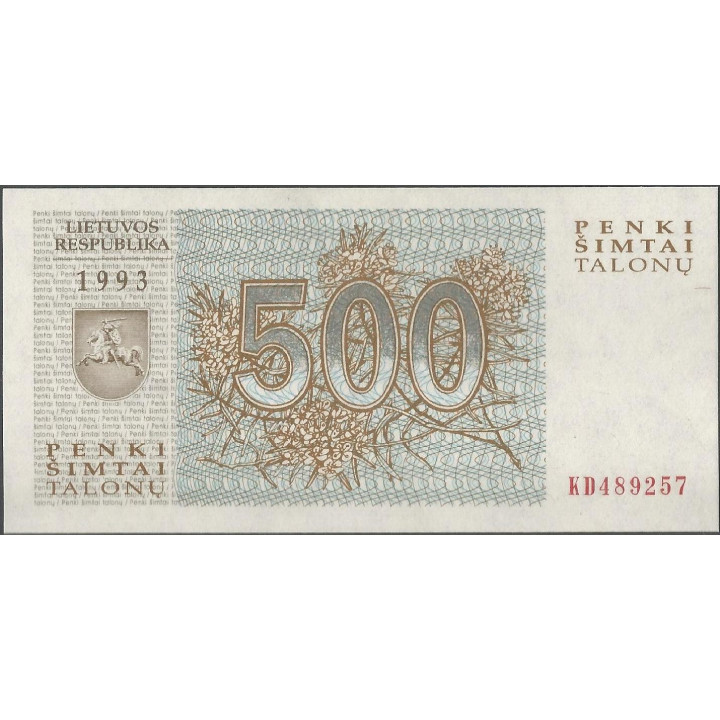 Lituania 500 Talonas 1993 P46 reverso