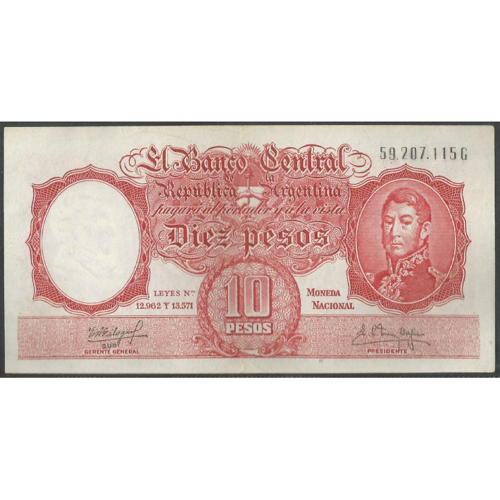 Argentina 10 Pesos ND1954-63 Serie G P270c