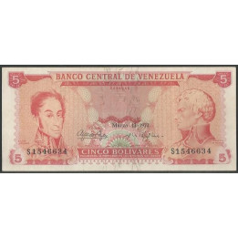 Venezuela 5 Bolivares 13 Mar 1973 S 7 Dig P50g