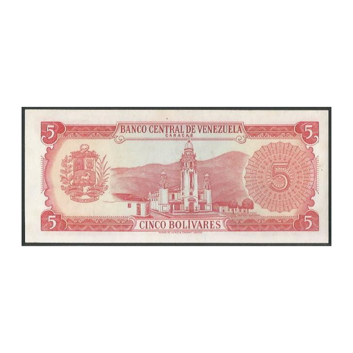Venezuela 5 Bolivares 29 Ene 1974 B 7 Dig P50h reverso