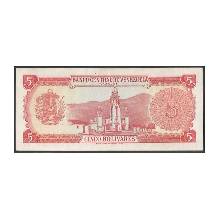 Venezuela 5 Bolivares 29 Ene 1974 C 7 Dig P50h reverso