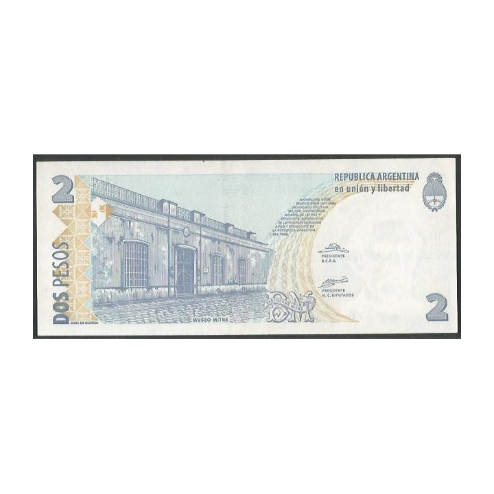 Argentina 2 Pesos ND2002 Serie E P352 reverso