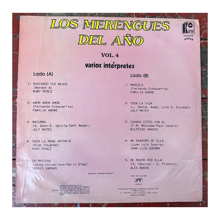 Los merengues del año vol 4 - Colombia 1987 reverso