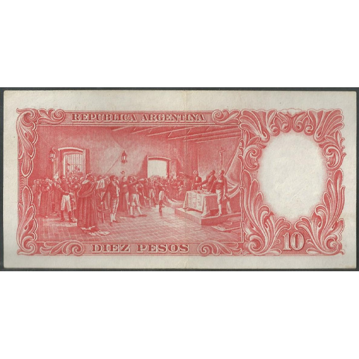 Argentina 10 Pesos ND1954-63 Serie G P270c reverso