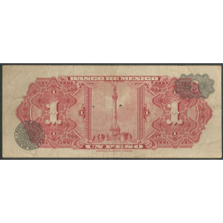 Mexico 1 Peso 19 Jun 1957 Serie GF P59a reverso