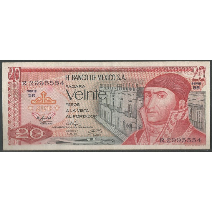 Mexico 20 Pesos 8 Jul 1976 Serie BR P64c