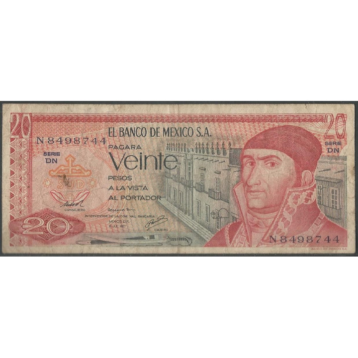 Mexico 20 Pesos 8 Jul 1977 Serie DN P64d