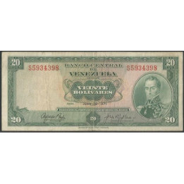 Venezuela 20 Bolivares 22 Jun 1971 S7 P52a