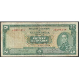 Venezuela 20 Bolivares 29 Ene 1974 A 7 Dig P46e