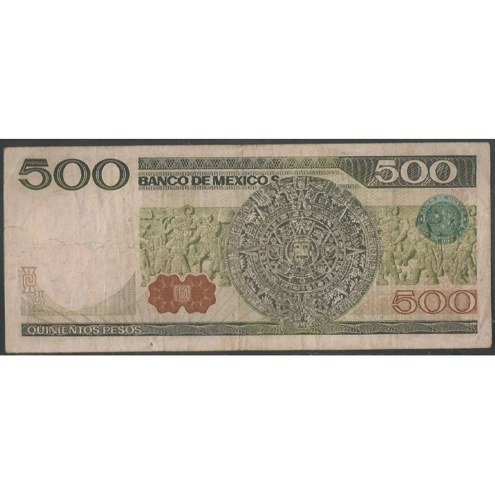 Mexico 500 Pesos 27 Ene 1981 Serie BH P75a reverso