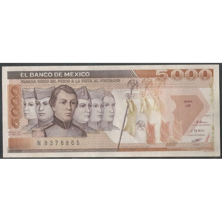 Mexico 5.000 Pesos 24 Feb 1987 Serie JK P88b