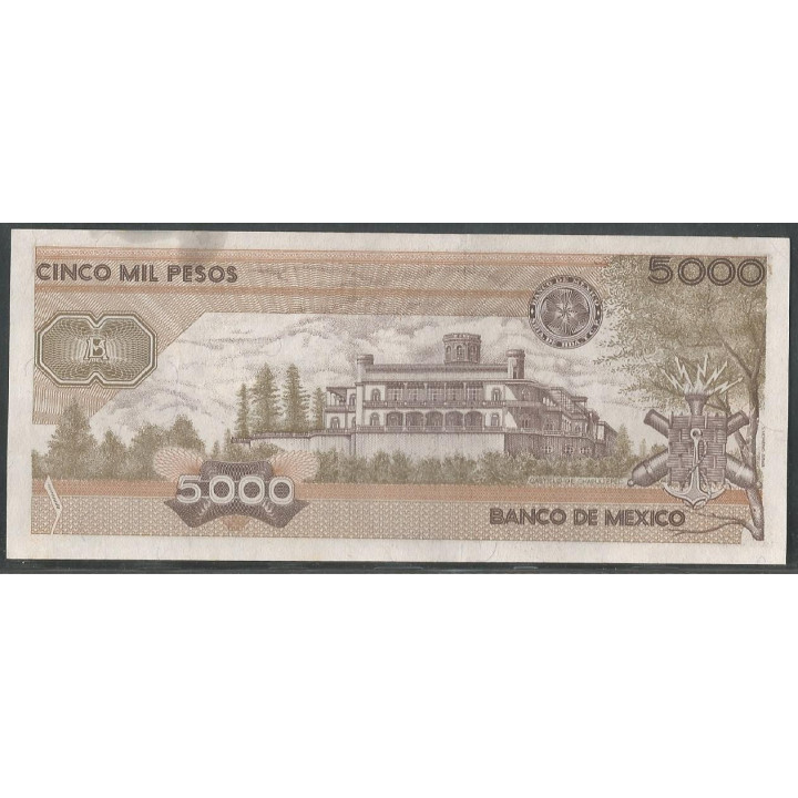 Mexico 5.000 Pesos 24 Feb 1987 Serie JK P88b reverso