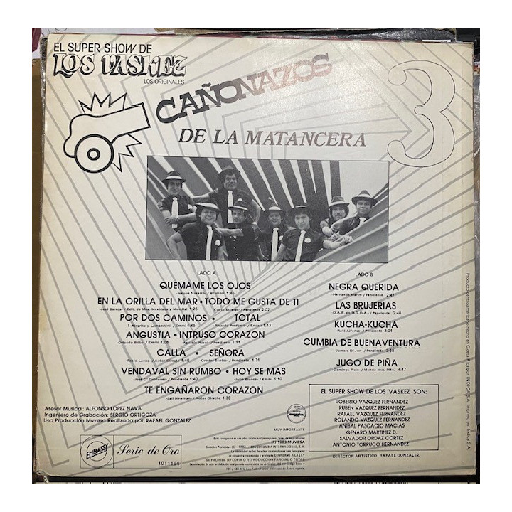 Los Vaskez Cañonazos de la Matancera 3 - Costa Rica 1983 reverso