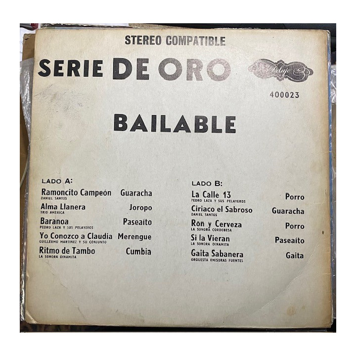 Serie de oro bailable - Colombia 1982 reverso