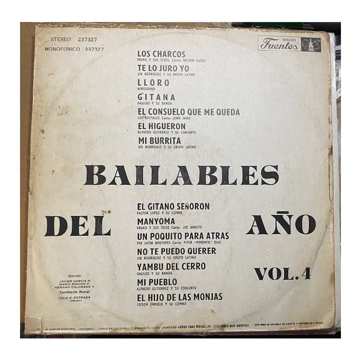Bailables del año Volumen 4 - Colombia 1975 reverso