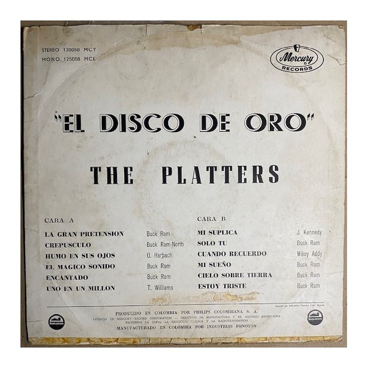 The Platters Encore of golden hits - Colombia reverso