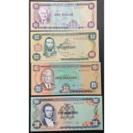 Jamaica 1 2 5 y 10 Dollars L1960 (77) Firma 4 PCS2