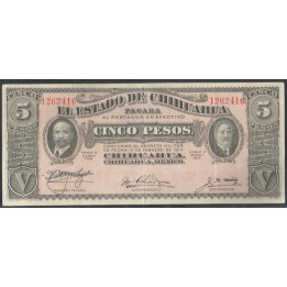 Mexico - El Estado de Chihuahua 5 Pesos Ene 1915 Serie H Ps532c