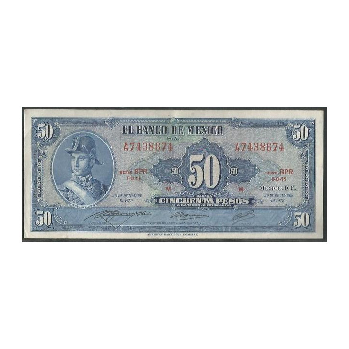 Mexico 50 Pesos 29 Dic 1972 Serie BPR P49u