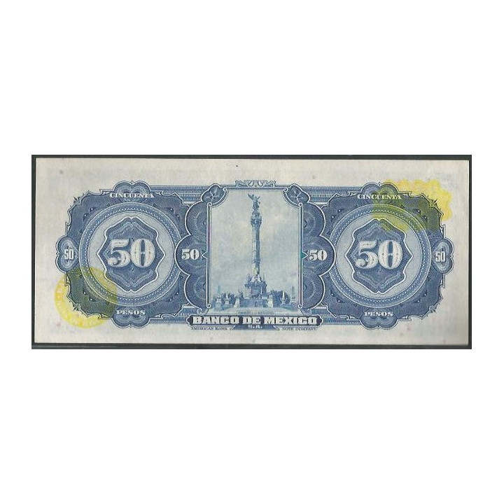 Mexico 50 Pesos 29 Dic 1972 Serie BPW P49u reverso